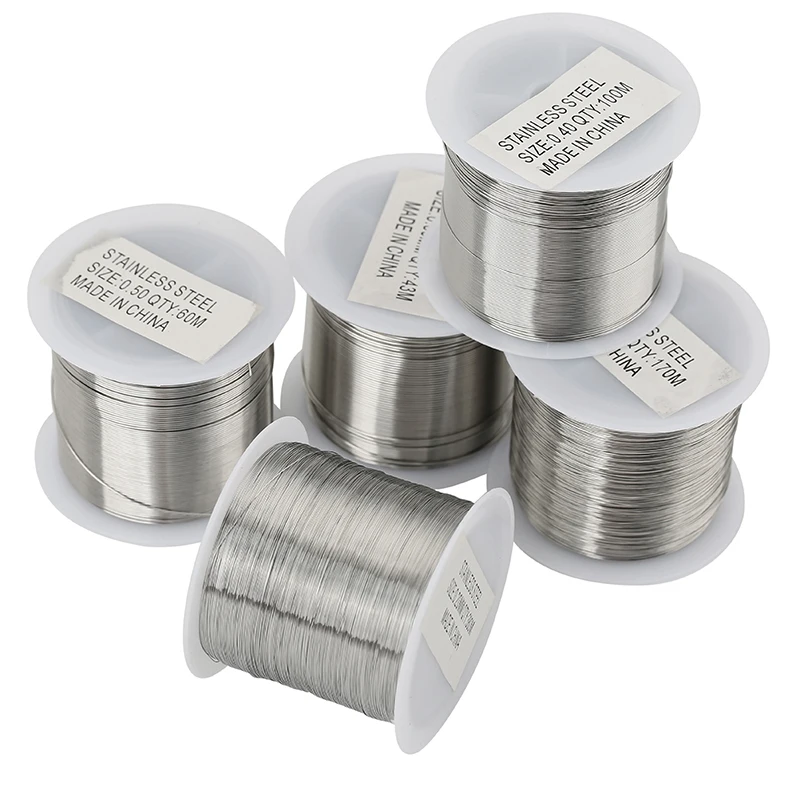 1 لفة الفولاذ المقاوم للصدأ الديكور سلك خط الموضوع حبل قوي قطر 0.2 0.3 0.4 0.5 0.6 مللي متر سوار سلسلة DIY بها بنفسك صنع المجوهرات