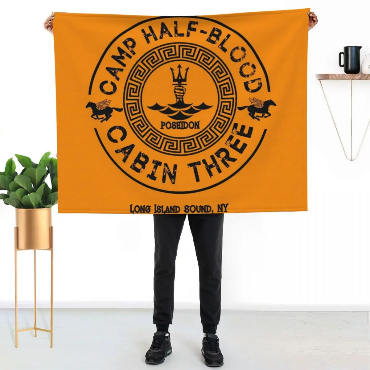 Percy Jackson - Camp Half-Blood - Cabin Three - Poseidon Throw Blanket Furry Plush cosplay anime Beautifuls Cute Plaid Blankets