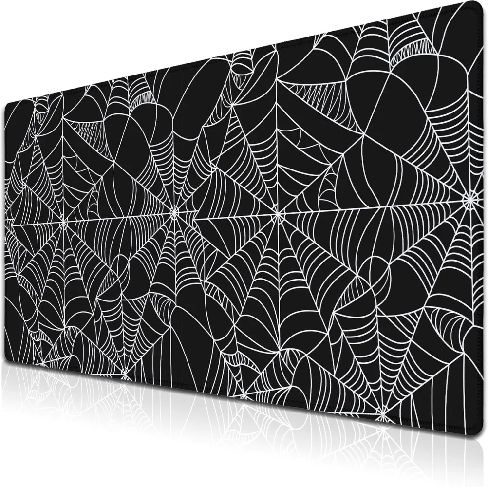 

Gothic Spider Web Large Gaming Mouse Pad XL Black White Web Pattern Desk Mat Extended Mousepad for Gamer Home Decor