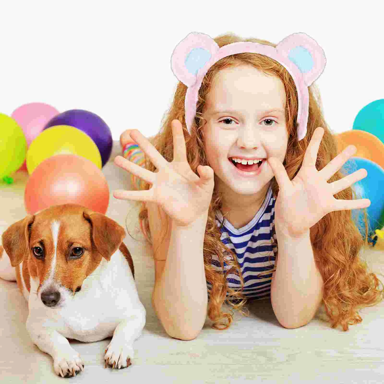 Orecchie per capelli con orso Fascia per capelli da fata rosa Cerchi per ragazze adorabili Accessori per copricapo per animali