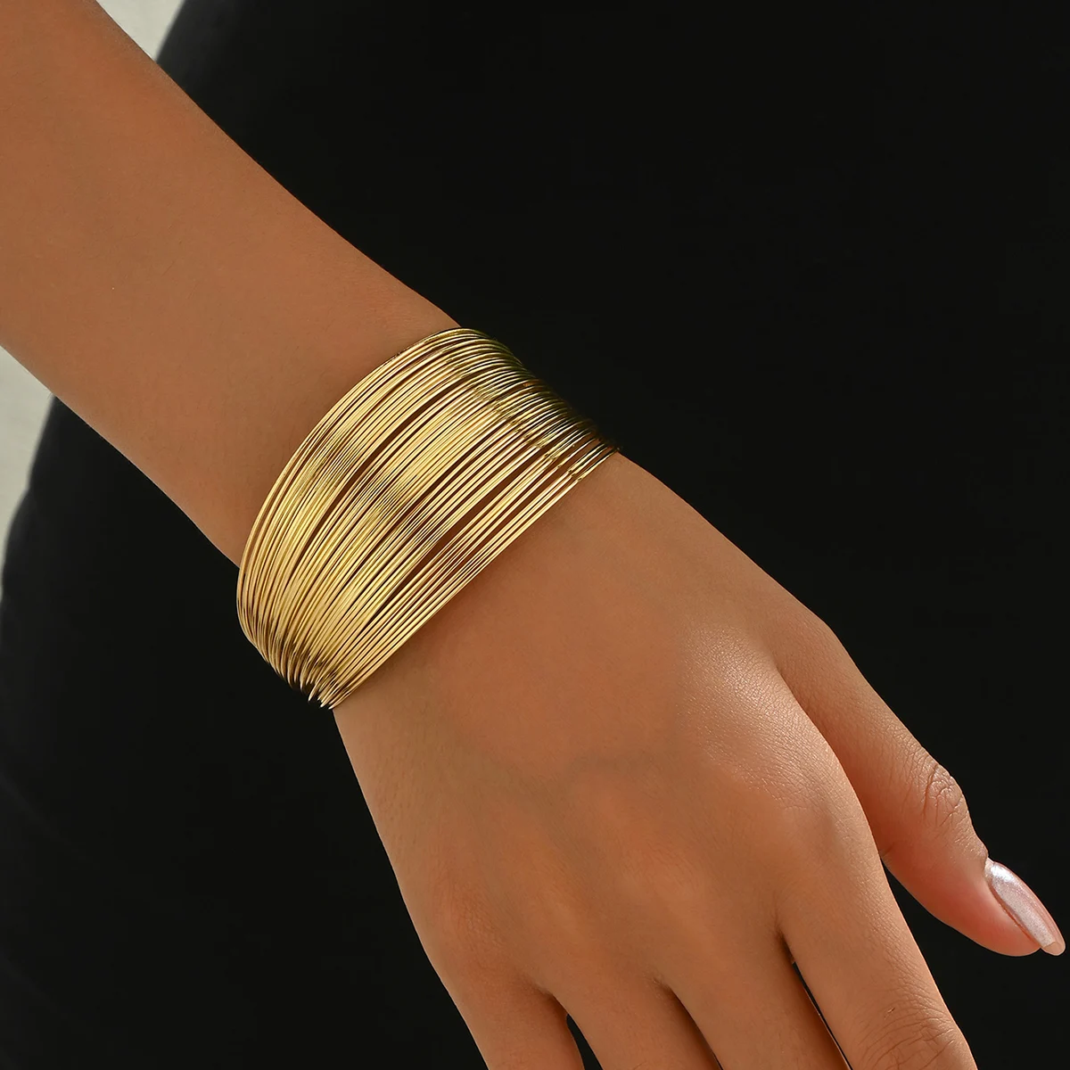 

Fashion Punk Wide Cuff Open Bracelets For Women Big Fashion Adjustable Bracelets & Bangles Women's Female Cute Ladies Jewelry
