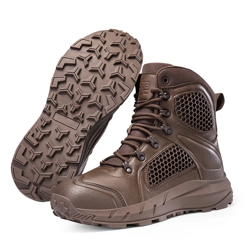 Men's High-Top Tactical Boots, Breathable Combat Training Boots, Large Size Anti-Slip Wear-Resistant Outdoor Hiking Boots - view 2