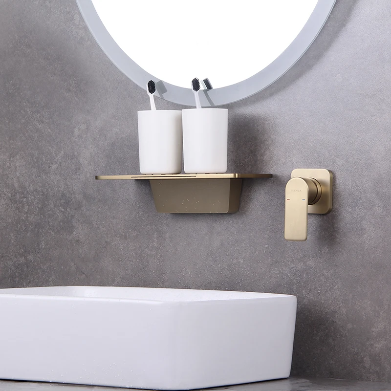 Waterfall Spout Wall Mounted Hot And Cold Water Sink Tap Recessed Box Brass Bathroom Mixer Gunmetal Basin Faucet
