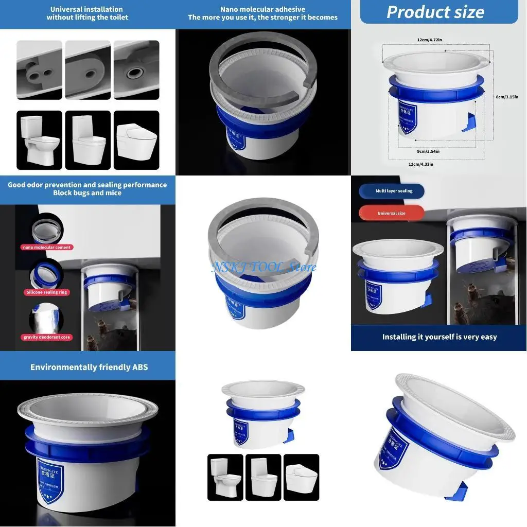 

L8RC ABS Toilet Flange Seal Temperature Resistant Toilet Flange Seal Hassle Frees Seal Maintains Freshness by Blocking Odors