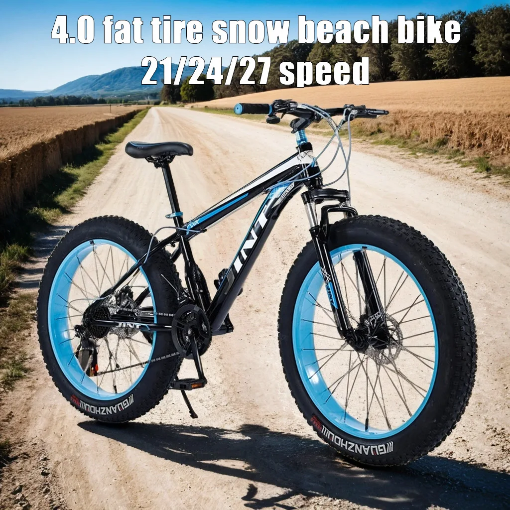 26 inch MTB Beach Snow Bike 4.0 Fat Tire Mountain Bicycle Disc Brake Shock Absorption Cross Country bicicleta 27 speed Fatbike