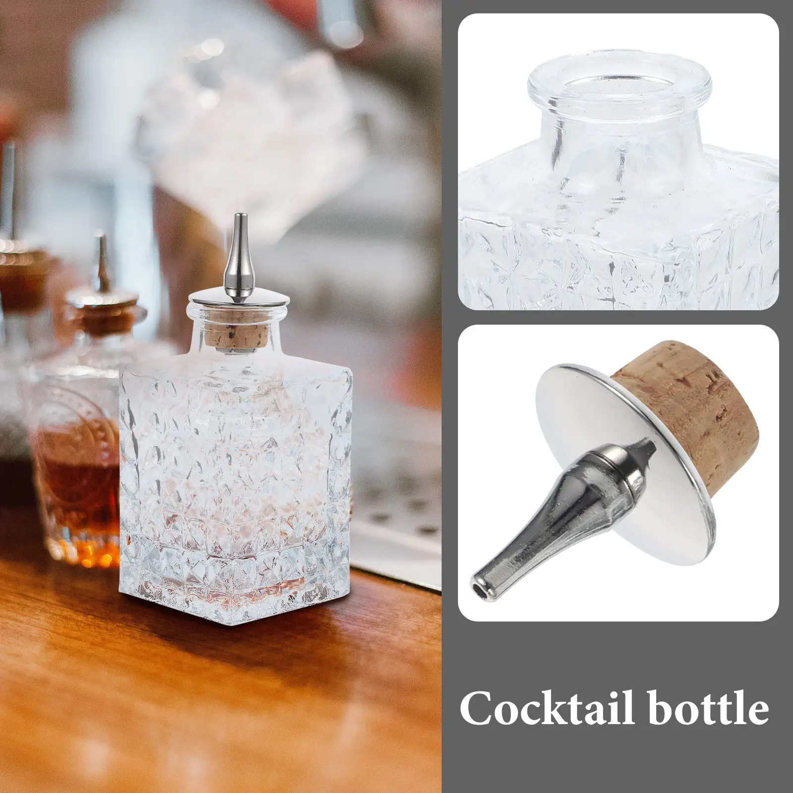 Compact Cocktail Bitters Bottle Glass Cork Stopper Leakproof Small Bar Supplies Multi-Function Wine Container Bitter Bottles