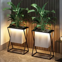 Estante de hierro para maceta de flores, luz LED creativa de lujo, estante Vertical para plantas de interior, sala de estar, balcón, armario de TV, soporte de decoración