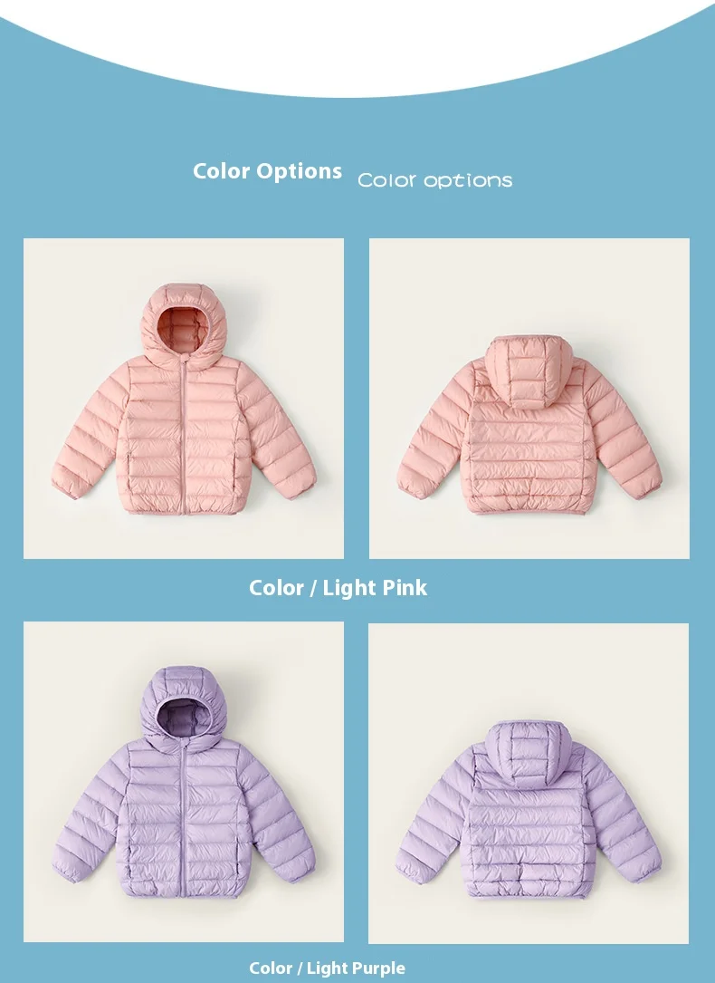 Winterkleidung für Jungen und Mädchen, leichte Daunenjacke, mittelgroßer, verdickter warmer Kindermantel mit Kapuze – Detail 9