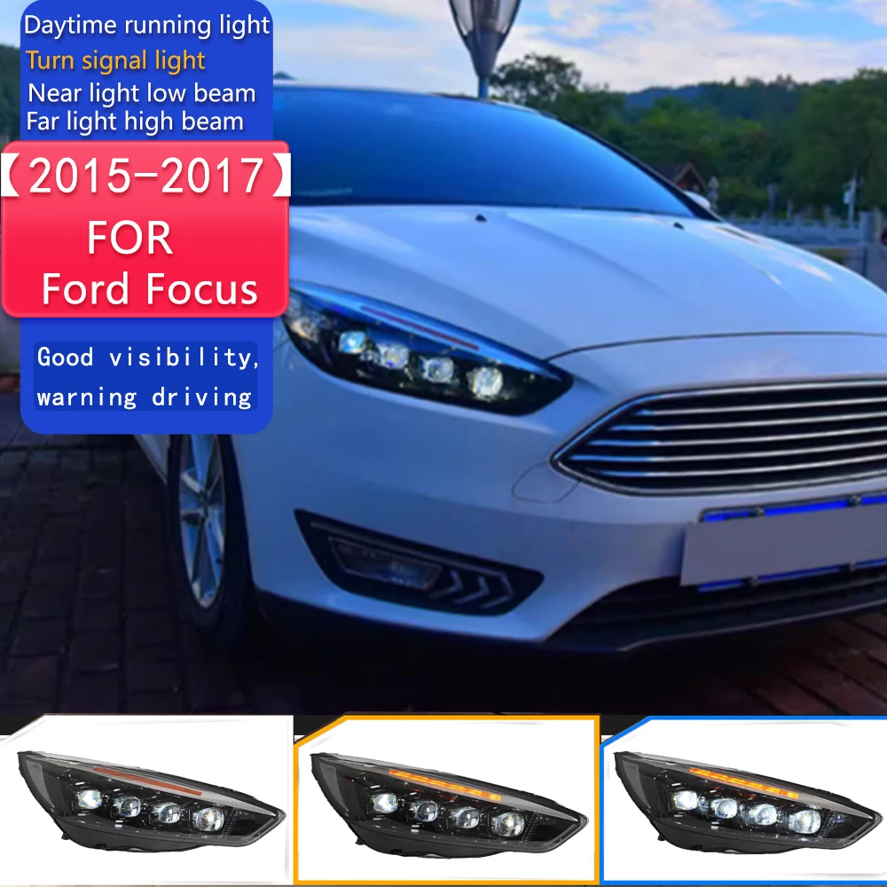 Car Styling for Ford Focus Headlights 2015-2017 New Focus LED Headlight Dynamic Signal Led Drl Hid Auto Accessories