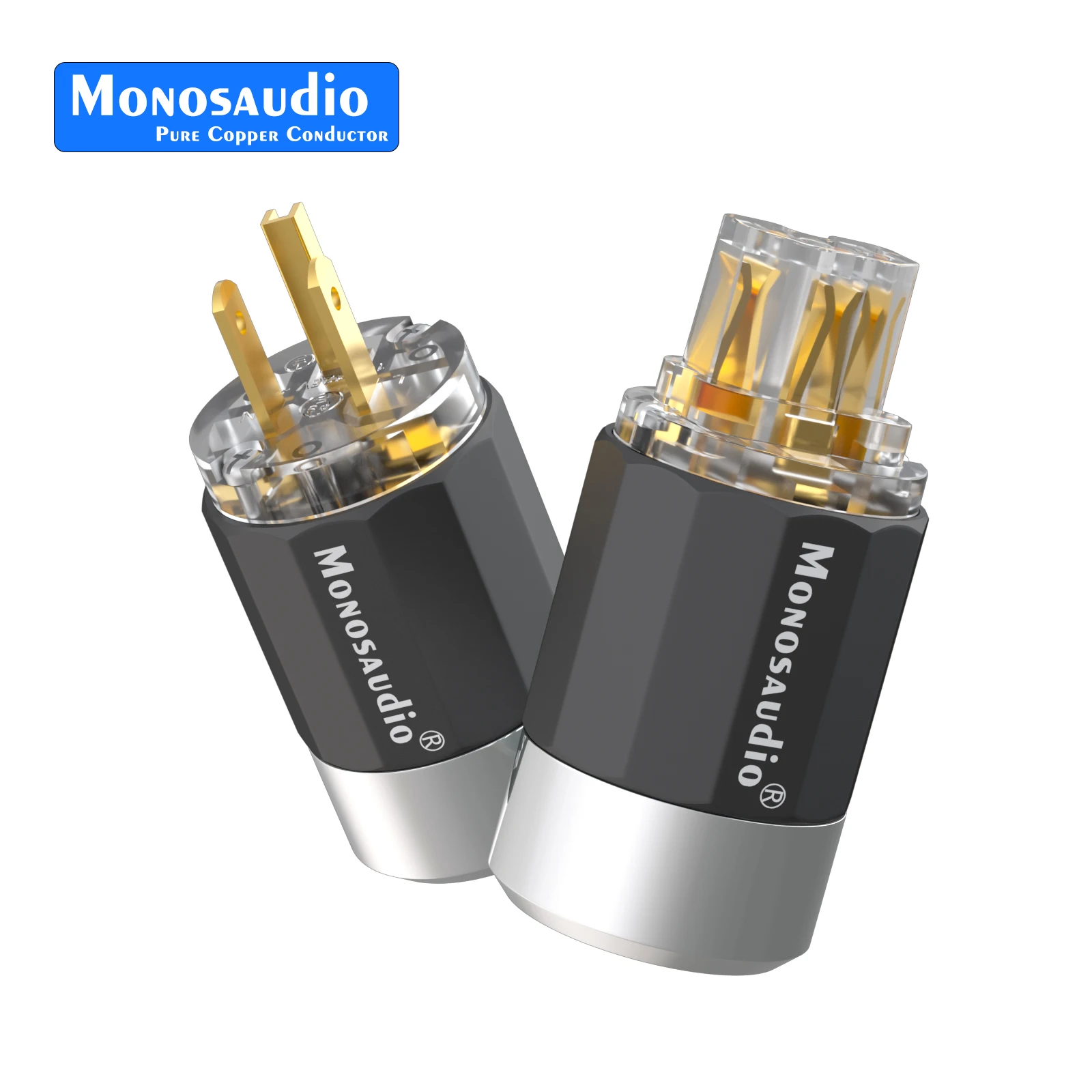 

Monosaudio US Power Connector Plugs 4N Pure Copper Aluminium Alloy Shell Male Female Power Cable Connectors Gold-plated Plugs