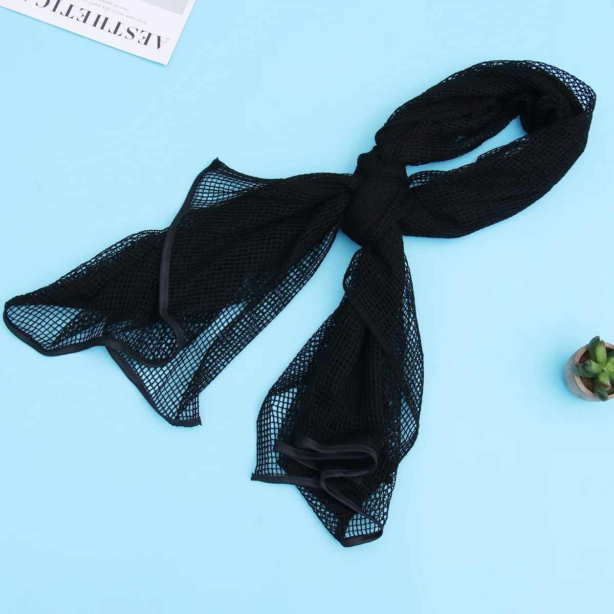 

Camouflage Mesh Wrap Camo Scarf Windproof Sand Protection For Sports Jungle Other Outdoor Activities (Black)