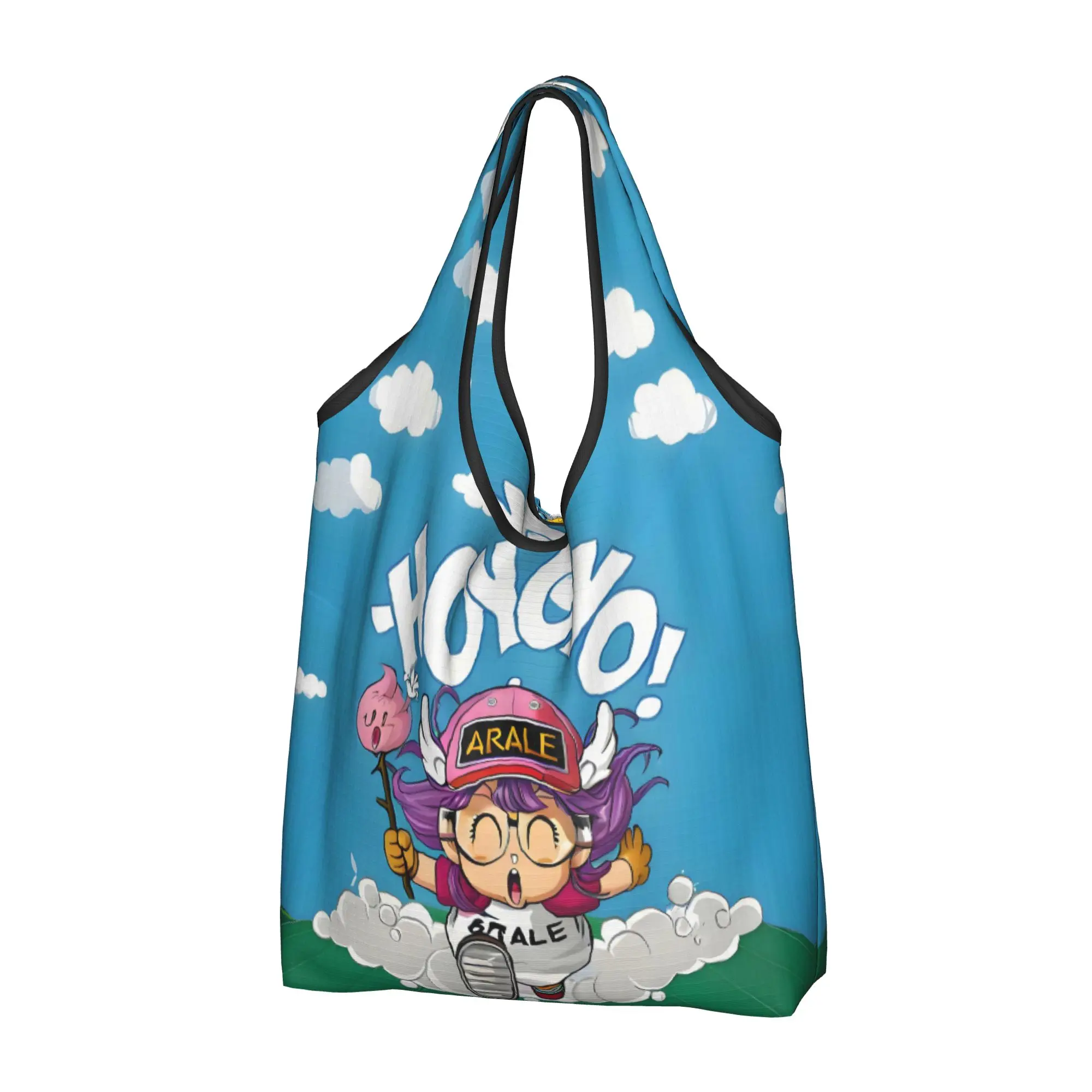 Arale Norimaki Dr Slump  Grocery Shopping Bags Custom Shopper Tote Shoulder Bag Big Capacity Portable Anime Cartoon Handbag