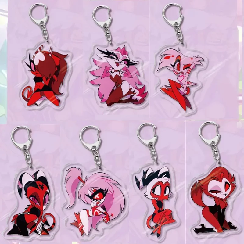 Anime HElluvaBoss Keychain Cute Arcylic Cartoon Figures Loonie Bilitzo Asmodeus Keyrings Car Packbag Pendant Kawaii Jewelry Gift