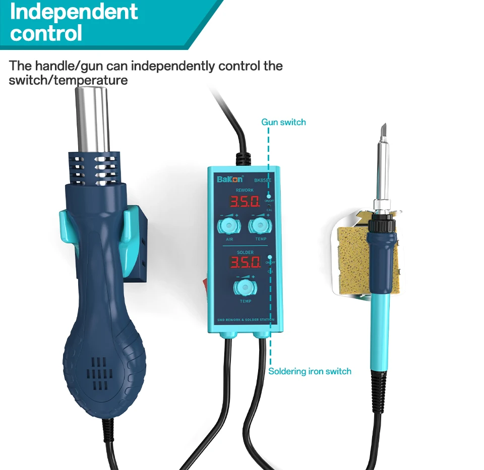 Imagem -02 - Bakon em Estação de Solda de ar Quente para Bga Pcb Smt ic Reparação Portátil Estação de Retrabalho de Solda Ferramentas de Dessoldagem Bk858e