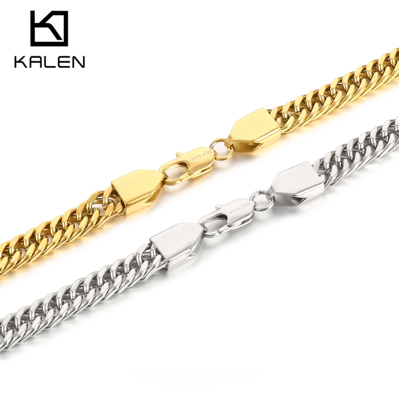 

8mm Cuban Link Chain Bracelet & Necklace Jewelry Set - Stainless Steel - KB158073-KFC