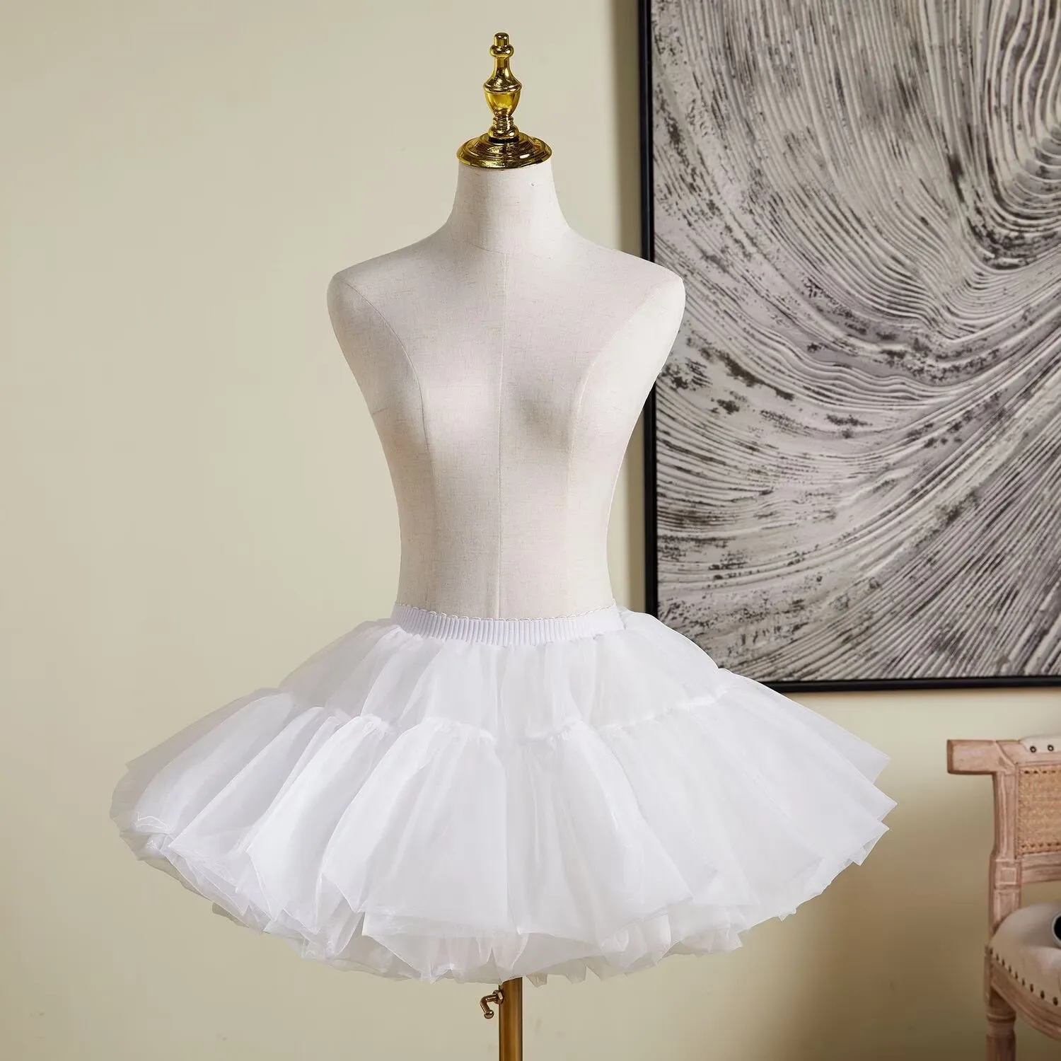 35CM Super Fluffy Boneless Tulle Petticoat Women Lolita Cosplay Elastic Underskirt Soft Yarn Tutu Puffy Skirt Support