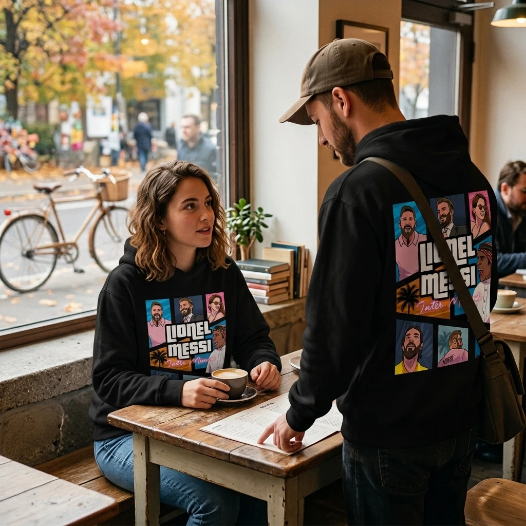 Casual Sport Parent-Child Hoodie Cartoon Pullover Long Sleeve Sweatshirt Holiday Christmas Birthday Football Legend Print Cloth