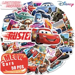 10/50pcs Disney 3D Cartoon Cars Lightning McQueen Stickers Skateboard Motorcycle Laptop Waterproof Sticker Decal Children Toys