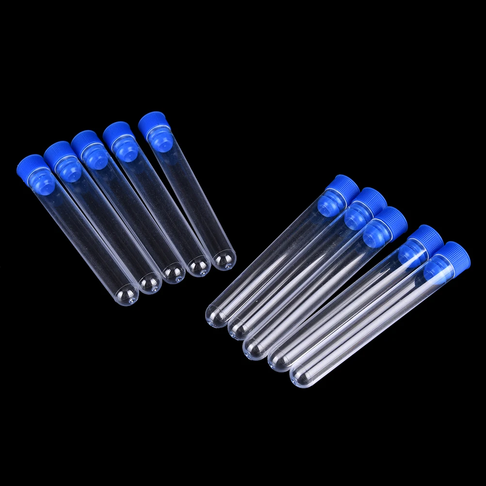 10pcs Clear Plastic Test Tubes Hard Tube With Wing Plug for Office School Chemistry Supplies 10*80mm