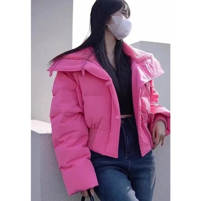 2023 New Women Cotton Coat Winter Jacket Female Turn-down Collar Parkas Short-Length Outwear Thickened Warm Loose Overcoat