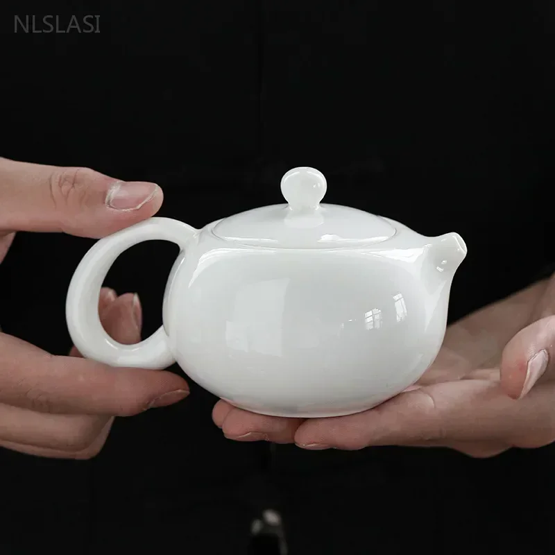210ml Dehua Ceramic Tea Set Handmade Xishi Filter Tea Pot Custom Portable Outdoor Teaware Chinese White Porcelain Beauty Teapot