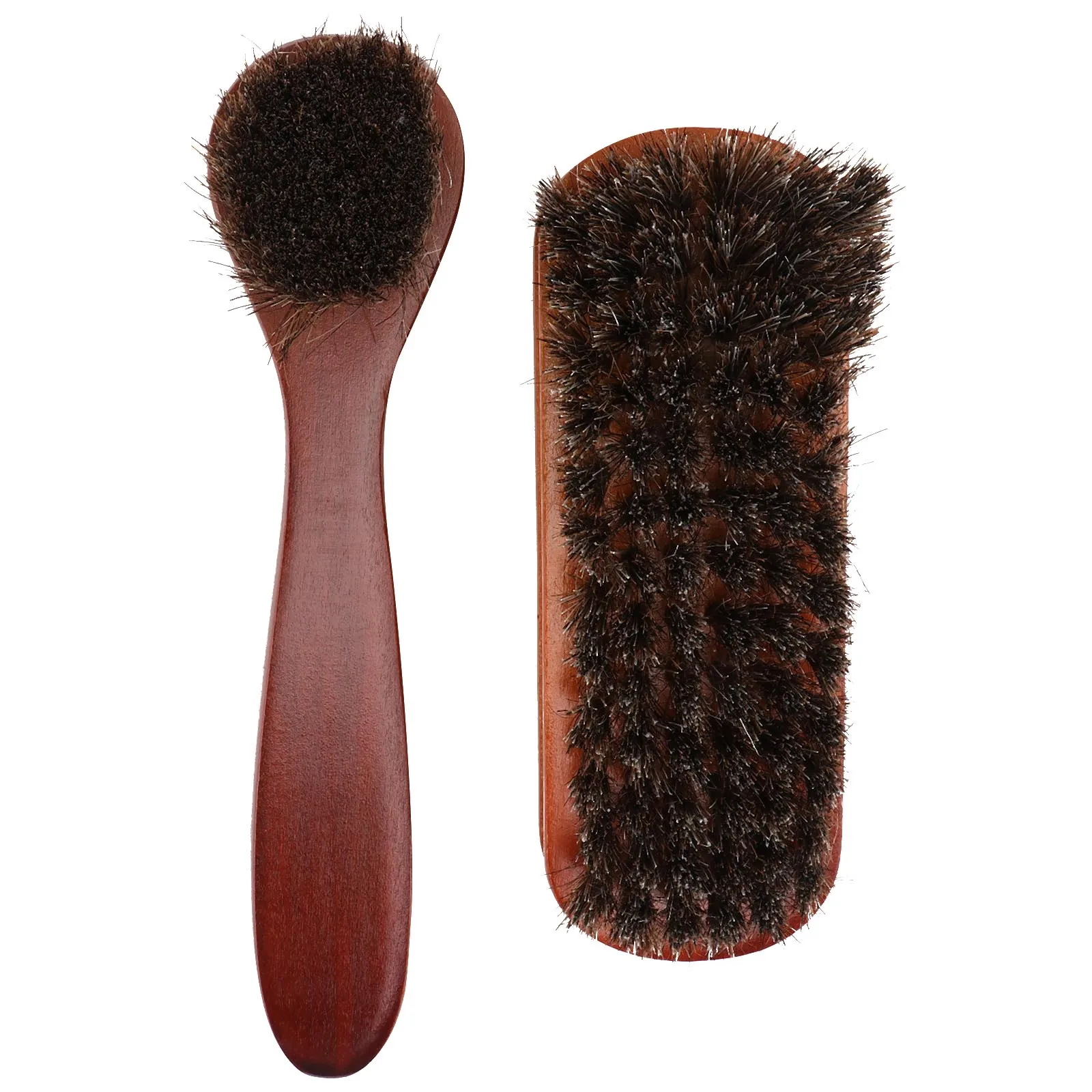 

2pcs Red Wooden Horse Mane Bristle Shoe Cleaning Brushes Polishing Footwear Supplies Accessories Shoe Care Tools Home Use