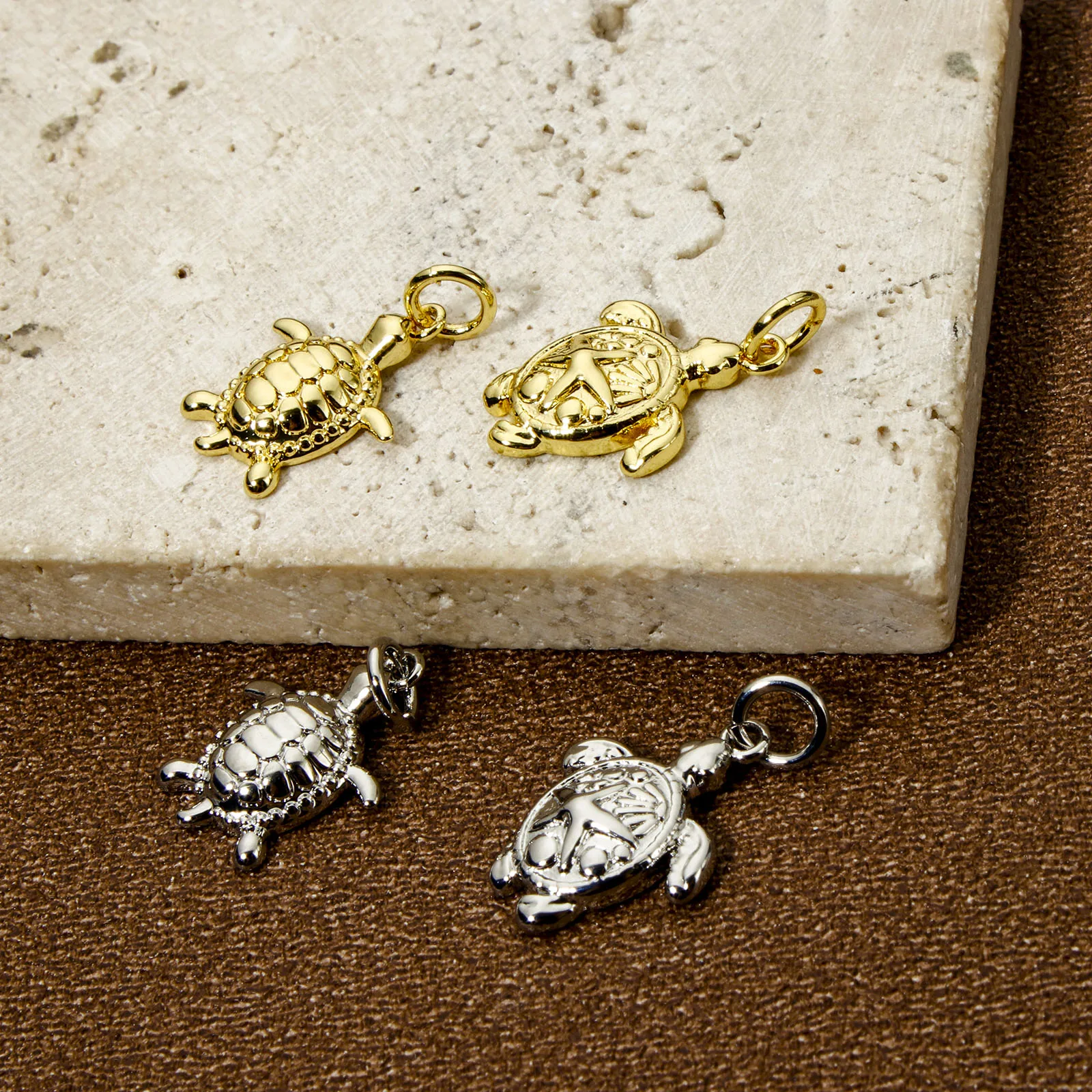 1pc New Brass Charms Gold Color Ocean Sea Turtle Tortoise Animal Pendant DIY Necklace Earrings For Women Men Jewelry Findings
