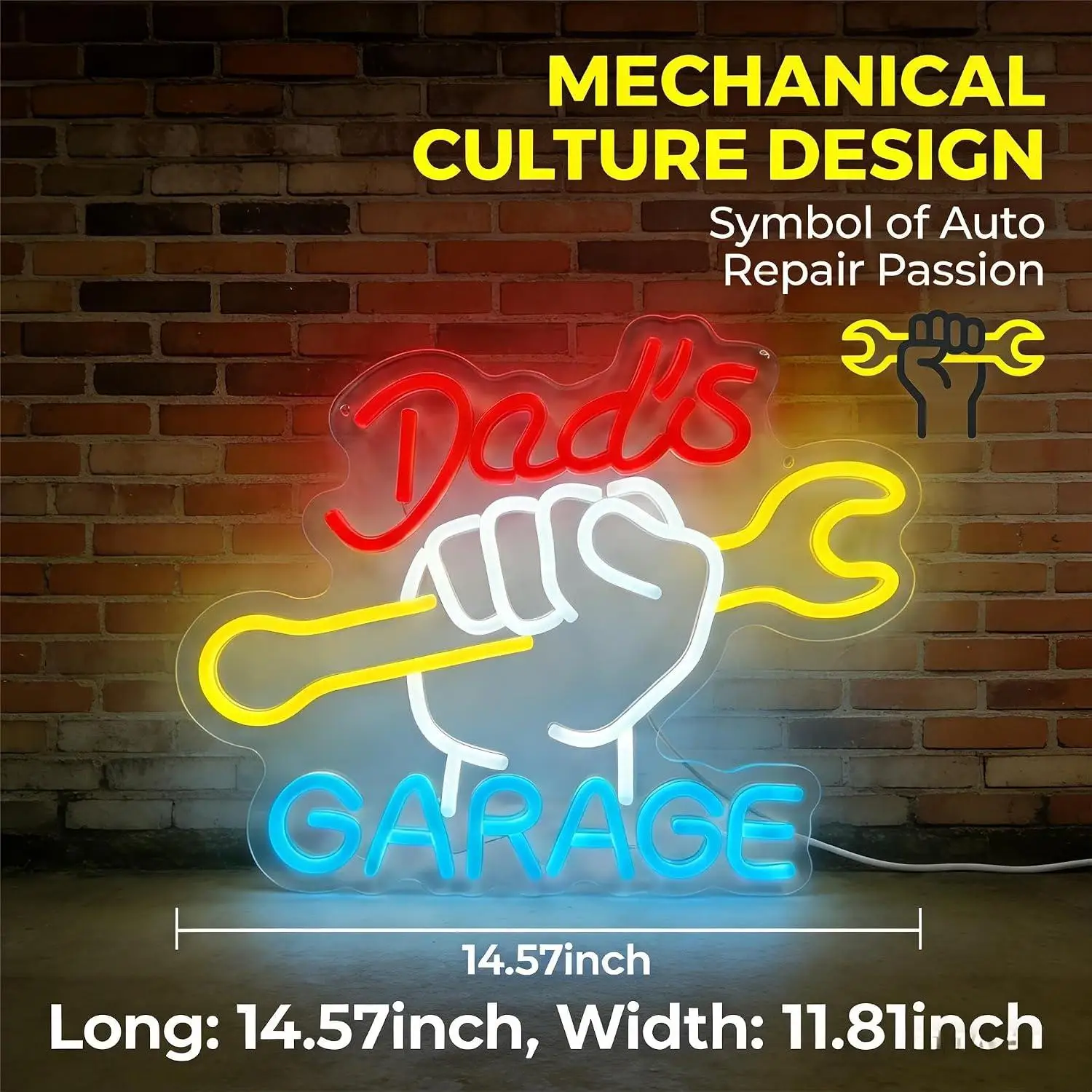 Dad's Garage Neon Sign Dimmable LED Lights For Man Cave Workshop Bar Garage Father Birthday Party Wall Decoration Holiday Gifts