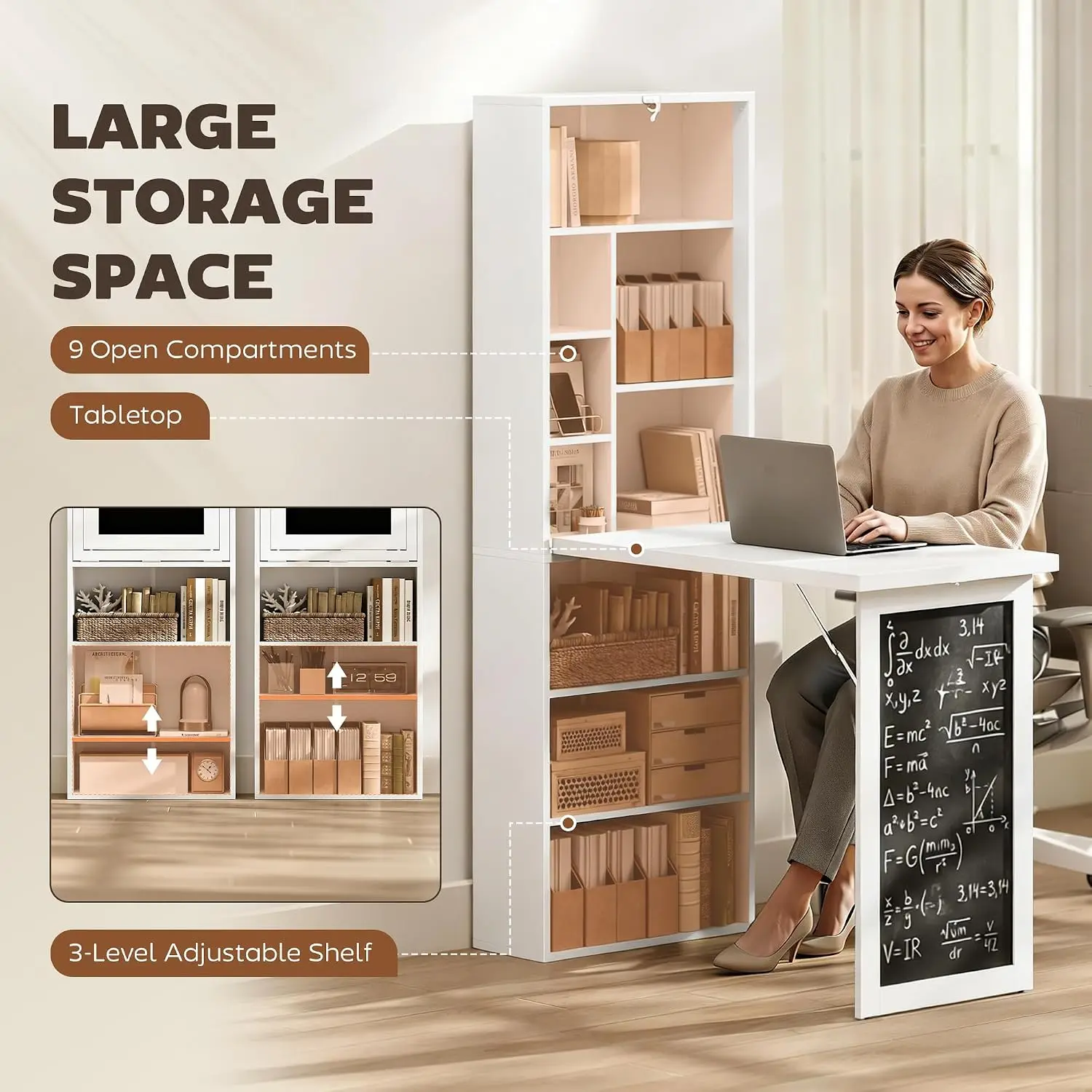 Foldable Wall Mounted Desk for Small Spaces Home Office Space Saving White, Customized