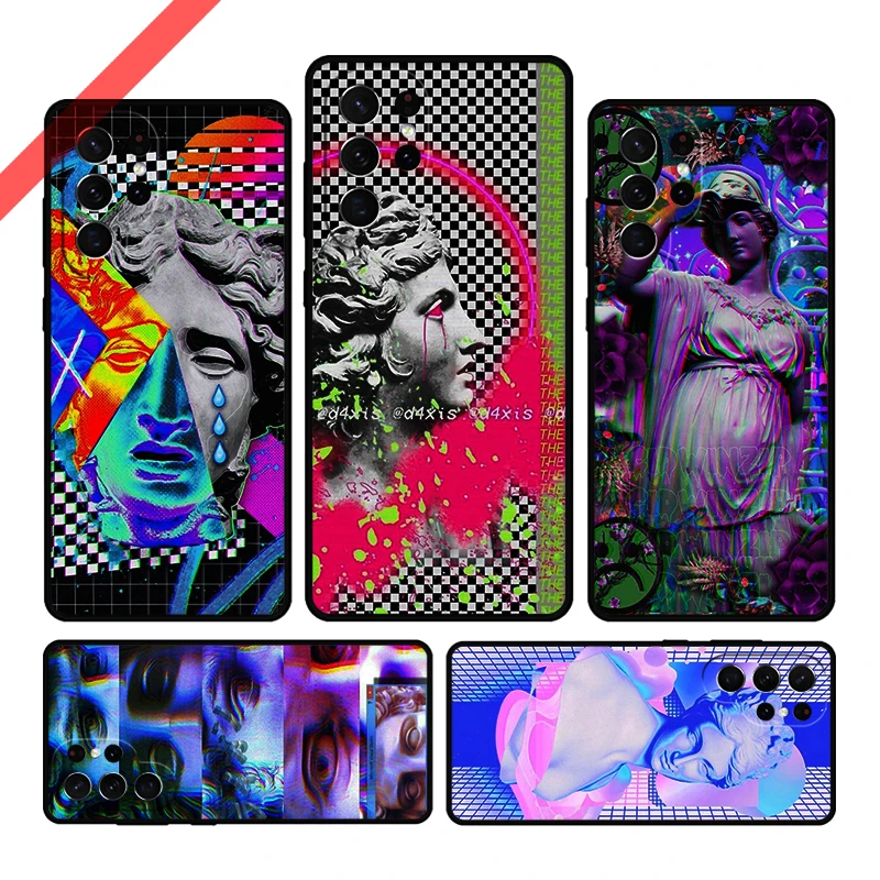 Glitch vaporwave modern art Phone Case For Samsung Galaxy S20 FE S21 S10 S23 Plus S24 S22 Ultra Coque Note20 Note10 S9 S8 Cover