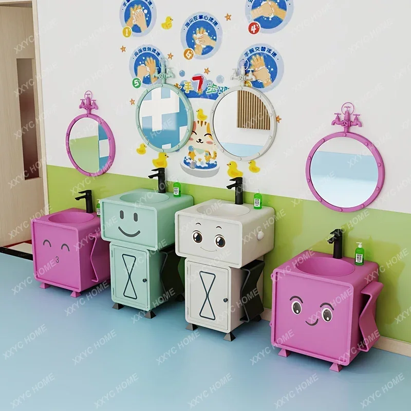 Kindergarten robot color washbasin industrial wind floor sink creative cartoon children's column basin