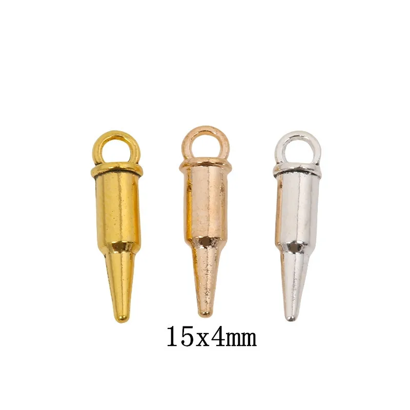 70pcs 15*3.8mm hole 2mm Alloy Charm little bullet charms EF1698