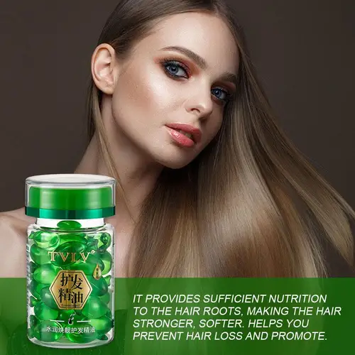 부드러운 헤어 오일 헤어 세럼, 손상 방지 헤어 트리트먼트, 헤어 영양 컨디셔너, 곱슬곱슬 건조 수리, C M6E7, 30 캡슐 