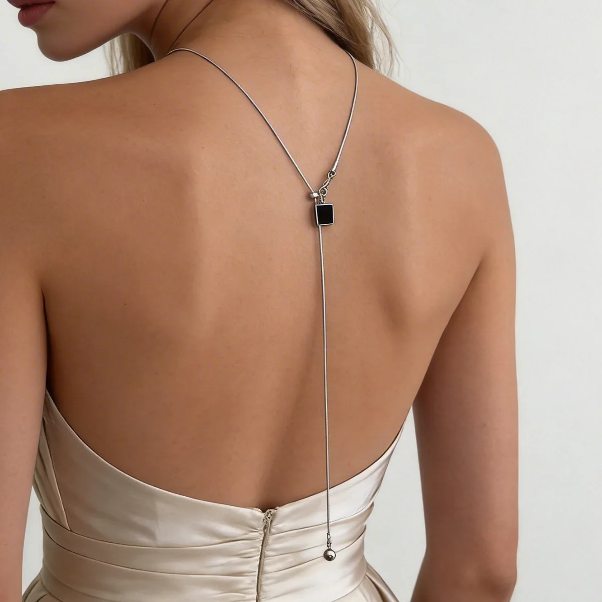 Back Chain Heart Pendant Tassel Adjustable Snake Chain Geometric Gold Tone Women Resort Beach Vacation Premium Quality