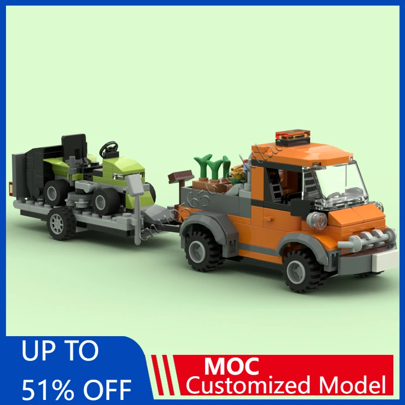 

269 PCS MOC City Engineering Utility Pickup with Lawn Mower Model Technology Building Block Creative Children Toy Popular Gift