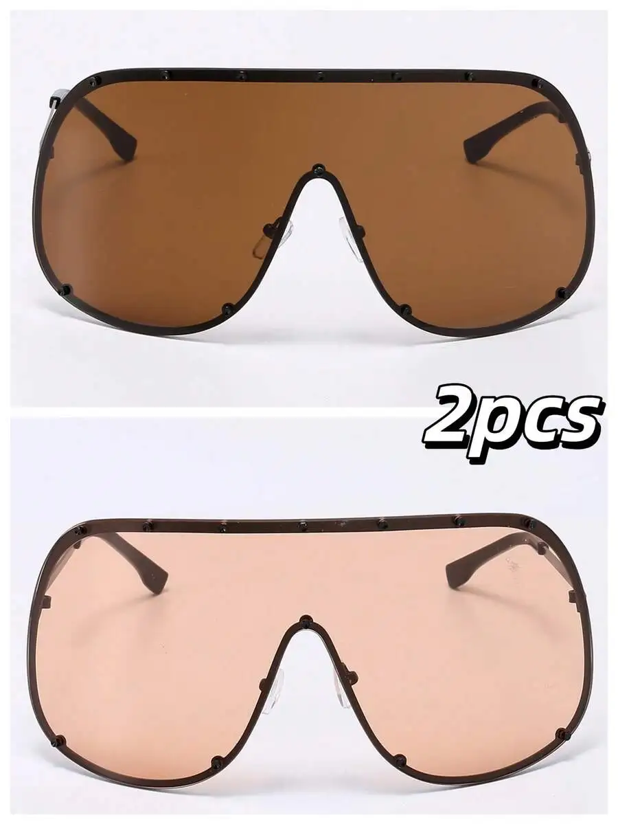 Reserved 1pc Oversized Metal Full Coverage Face Mask Women's Fashion Glasses With Metal Rivets, Casual, Cute, Elegant, Sexy,
