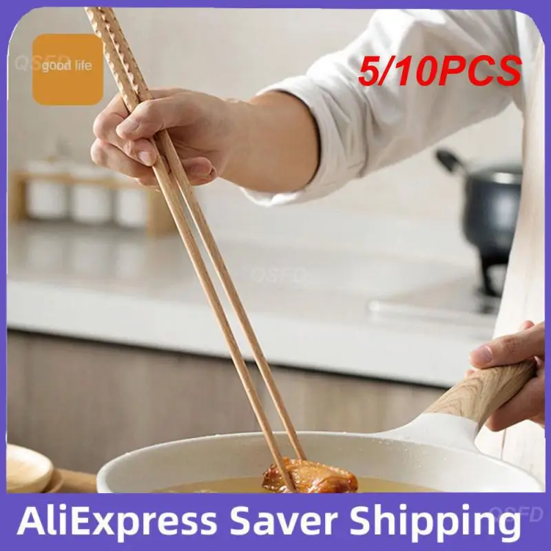 5/10PCS Long Food Sticks Chafing Non-slip 42cm Kitchen Tool Chopsticks Japanese Beech Household Gadgets Tableware Household New