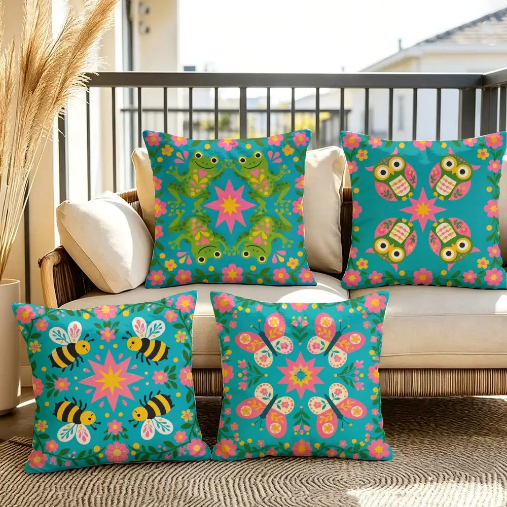 Symmetric Nature Art Cushion Cover Soft Plush Throw Pillow Cover Double-Sided Decorative Cushion Case Sofa Bedroom Home Decor