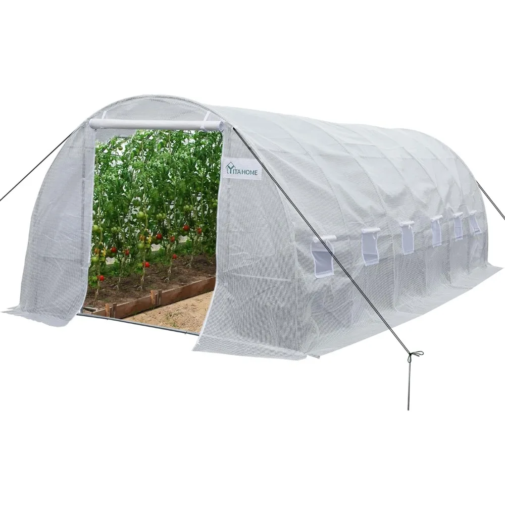 

20'x10'x6.5' Heavy Duty Greenhouses Large Walk-in Greenhouse Tunnel Green Houses Outdoor Home Garden Prefabricated House Housing