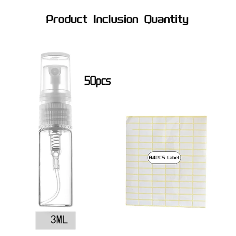 

50 шт., 3 мл, распылитель, маленькая косметическая упаковка, распылитель, флаконы для духов, распылительный спрей, контейнер для жидкости для путешествий