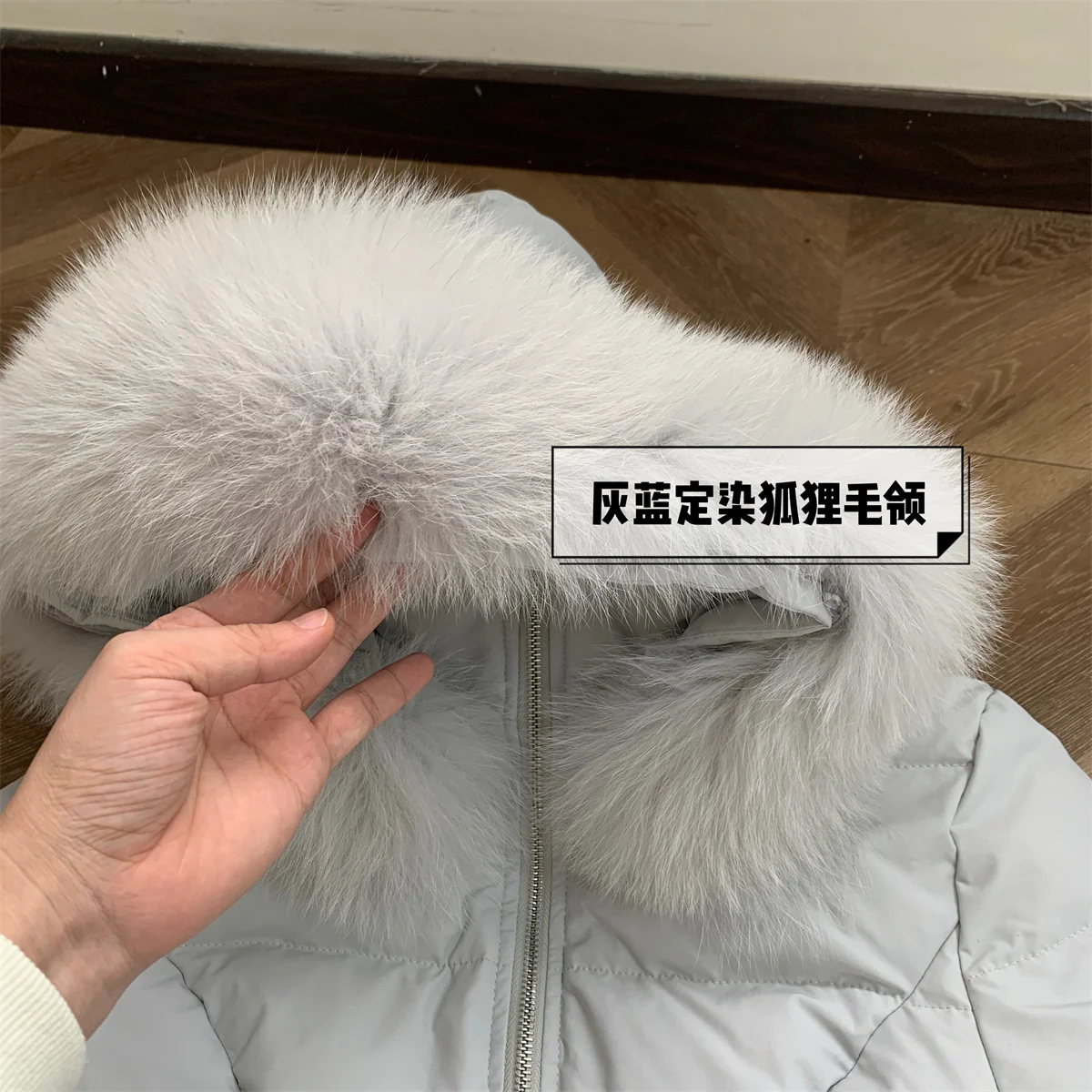 Women\'s Winter Fox Fur Collar Hooded Thick Warm White Duck Down Coat Lady Solid Color Long Sleeve Slim Down Jacket Outwear