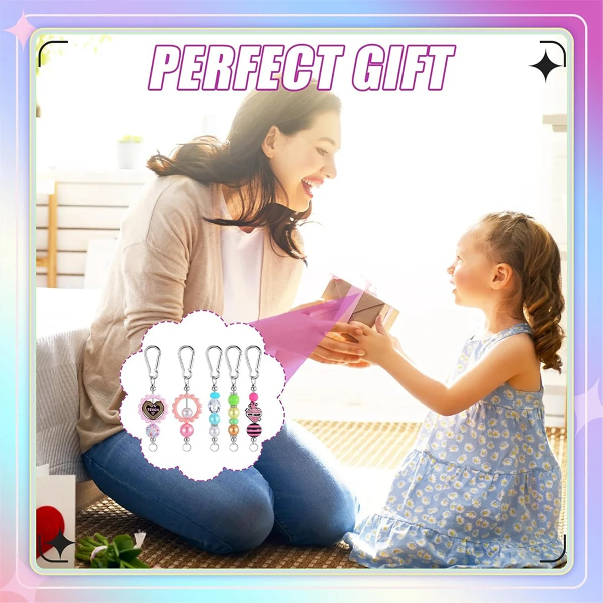 12Pcs Beadable Keychain Bars Silver Bead Keychain Bulk DIY Blank Keychain Bar for Bead Snap Hook Keychain for Making