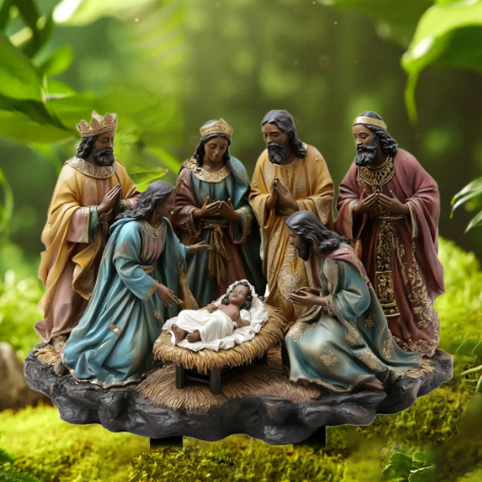 Jesus Nativity Scene Stake 2D Festival Walkway Christmas Yard Sign Stake Decor Hollow Nativity Scene Stake Xmas Yard Sign Stake