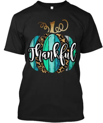 

Thankful Thanksgiving Cute Pumpkin T-Shirt Made in the USA Size S to 5XL