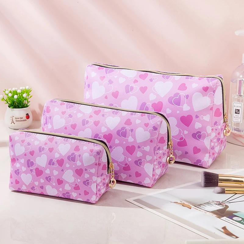 Waterproof PU cartoon printing cosmetic bag portable large-capacity travel beauty tool storage bag student coin purse