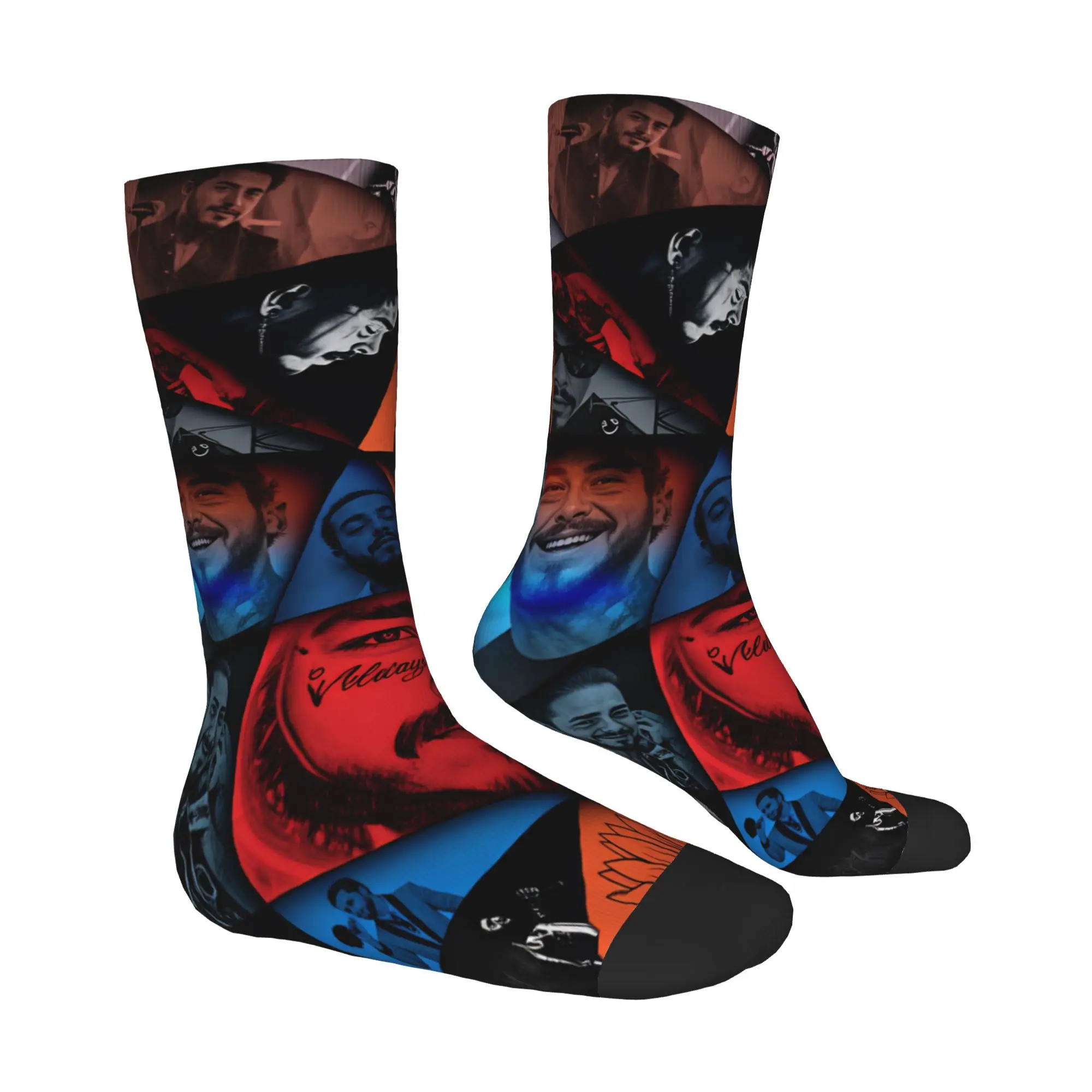 Kawaii Printing P-Posts Popular Rapper M-Malones Socks for Women Men Stretchy Summer Autumn Winter  Crew Socks