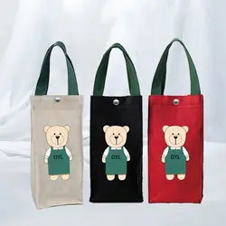 Cute Bear Portable Cute Water Bottle Handbag Insulated Cup Cover Holder Hand Carrying Camping Cup Bag Canvas Umbrella Bag