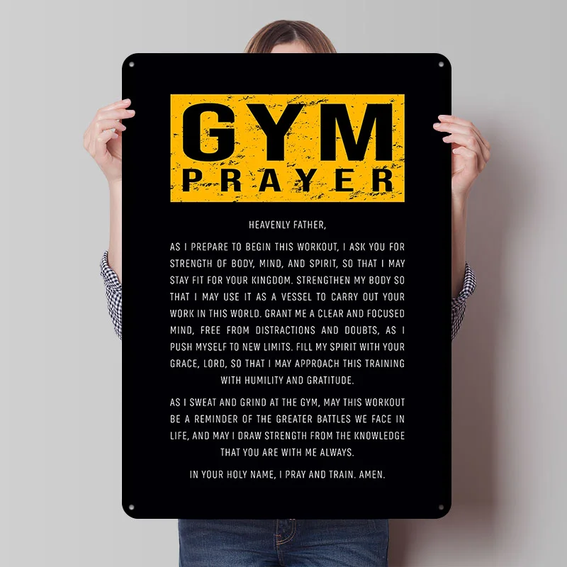 Gym-Gebets-Metallposter, individuelle Wandkunst, Retro-Vintage-Blechschilder für Männerhöhle, moderne Heimdekoration, luxuriöse Badezimmerdekoration