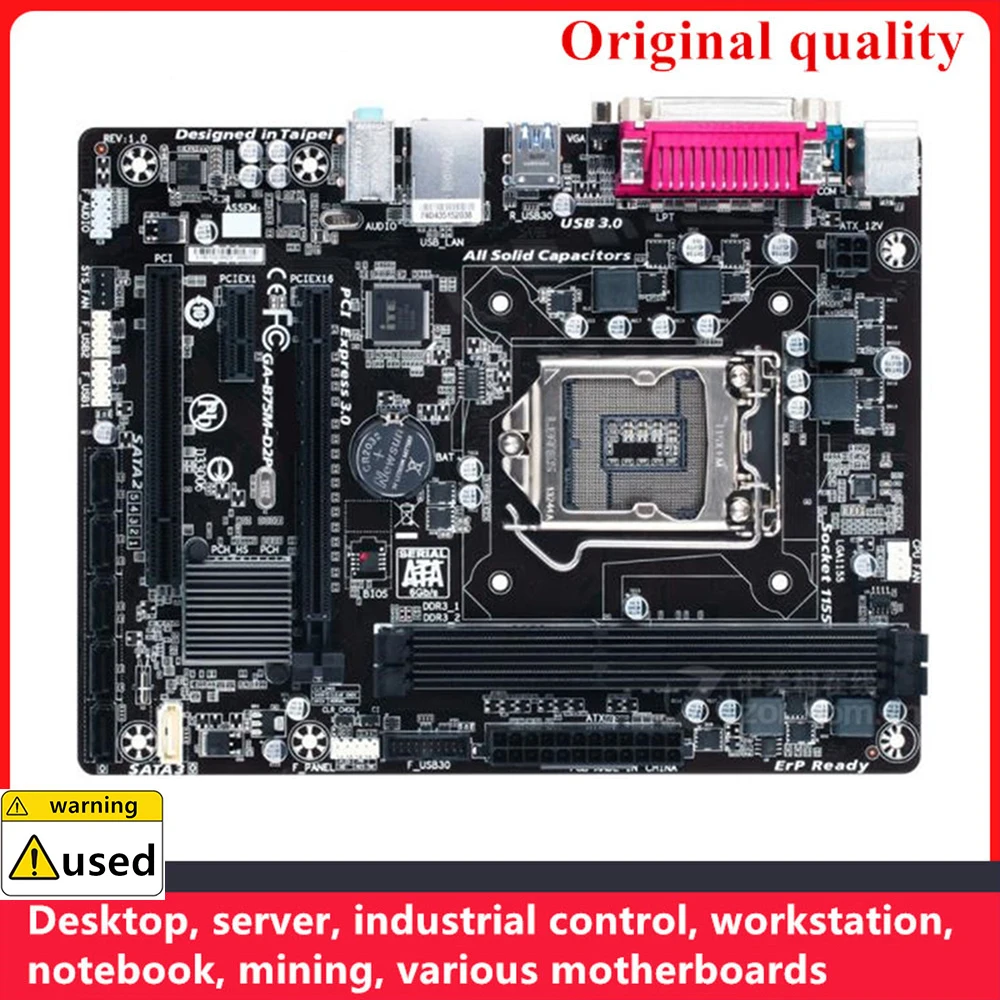 

For GA-B75M-D2P B75M-D2P Motherboards LGA 1155 DDR3 32GB M-ATX For Intel B75 Desktop Mainboard SATA III USB3.0