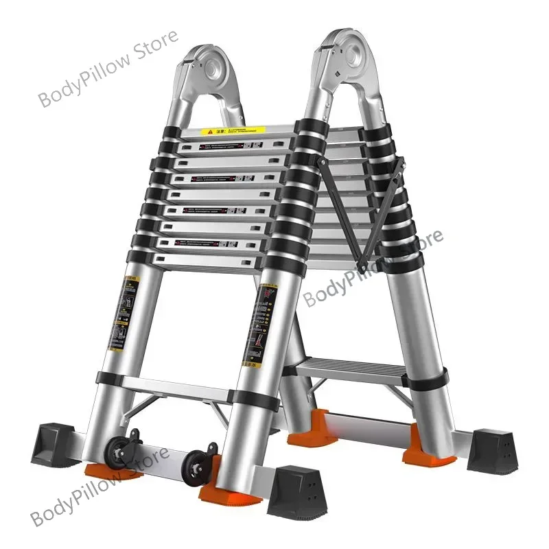 

Thickened Herringbone Step Ladders Folding Stairs Telescopic Alloy Ladder Multi-functional Lifting Engineering E